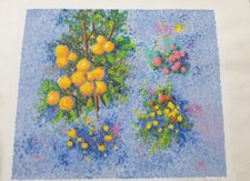 SERIGRAFIA A 44 COLORI ANTONIO PASCIUTI 60X80 FIORI E FRUTTA