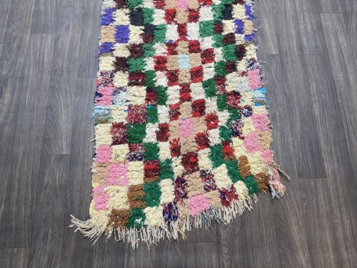 Geometric Moroccan Hand-knotted Wool Runner Rug Unique Tribal Hallway Carpet - Picture 7 of 11