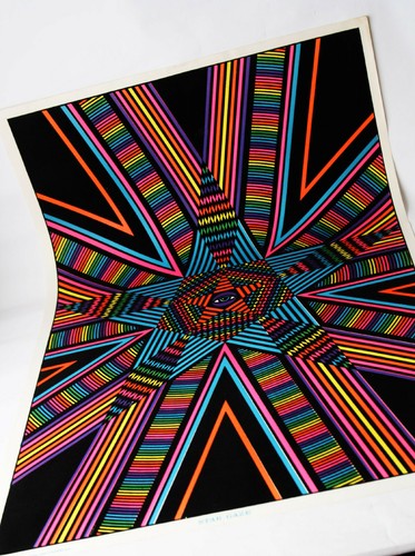 VINTAGE 1974 STAR GAZE OPTICAL ILLUSION PSYCHEDELIC VELVET BLACKLIGHT POSTER NEW - 第 5/6 張圖片