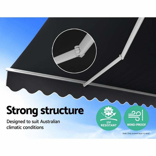 Electric Awning Motorised Folding Arm Outdoor Retractable Side Shade 4x3m Grey - Picture 9 of 10