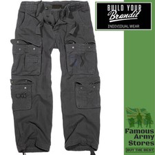 Image of Brandit Pure Vintage Trousers Mens Combat Cargo Trouser Military Army Anthracite