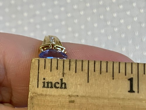 14K Yellow Gold Ring 3.3g Fine Jewelry Sz 6.75 Band Purple Stone Diamond Accent - Picture 11 of 18