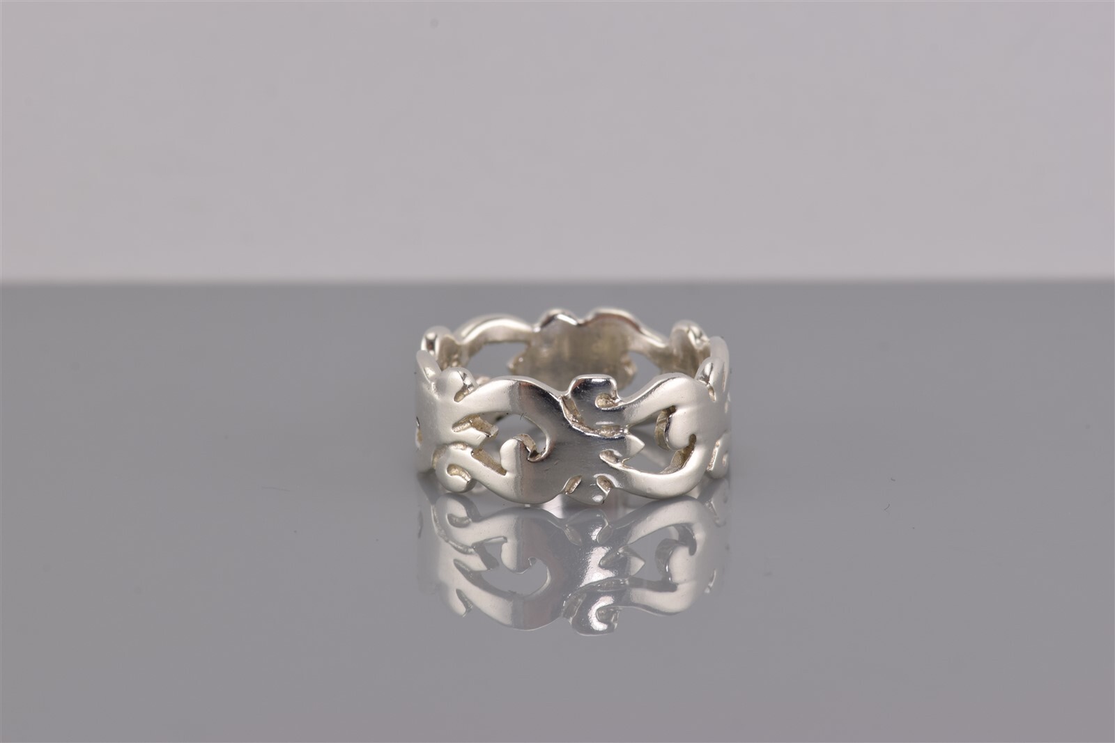 Sterling Silver Scroll Patterned Openwork Flat Si… - image 4