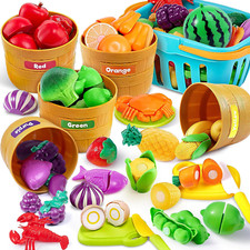 Learning Play Food Set for Toddlers   Cutting Food  Color Sorting Toy for Presc