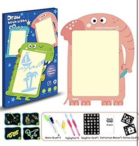 Farielyn-X Draw with Light-Fun Drawing Board Pad Tablet for Kids Dinosaur - Picture 2 of 6