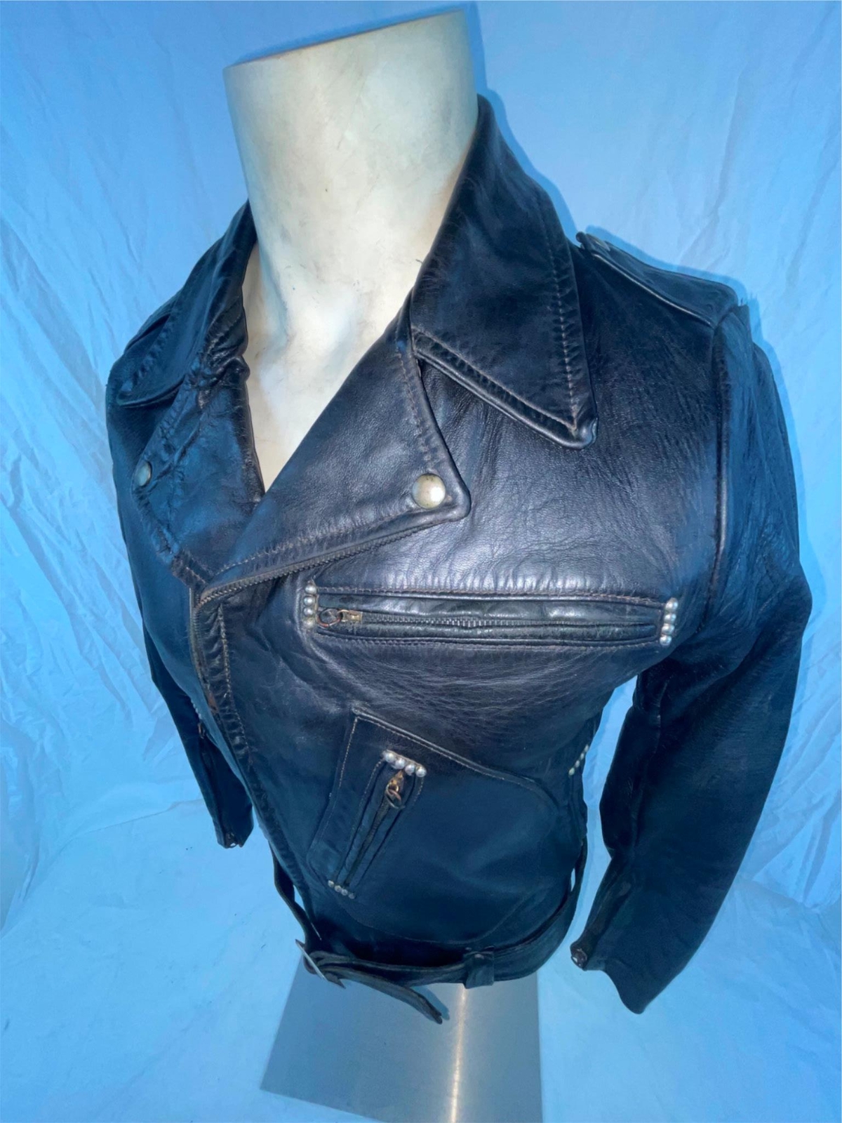 VTG 50S SM HARLEY DAVIDSON CYCLE CHAMP HORSEHIDE LEATHER MOTORCYCLE BIKER JACKET image 10