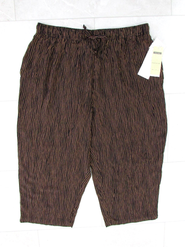 Prophecy Womens Crop Capri Pants Size 1X Elastic Waist Pull On Brown/Black NWT