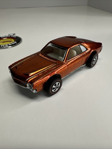 Vintage 1968 Mattel Hot Wheels Redline arancione personalizzato AMX \& pulsante distintivo - Foto 2 di 24