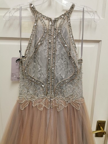 Tiffany Nicola size 8 Blush pink silver grey Sequin evening dress Gown NWT - Picture 10 of 24