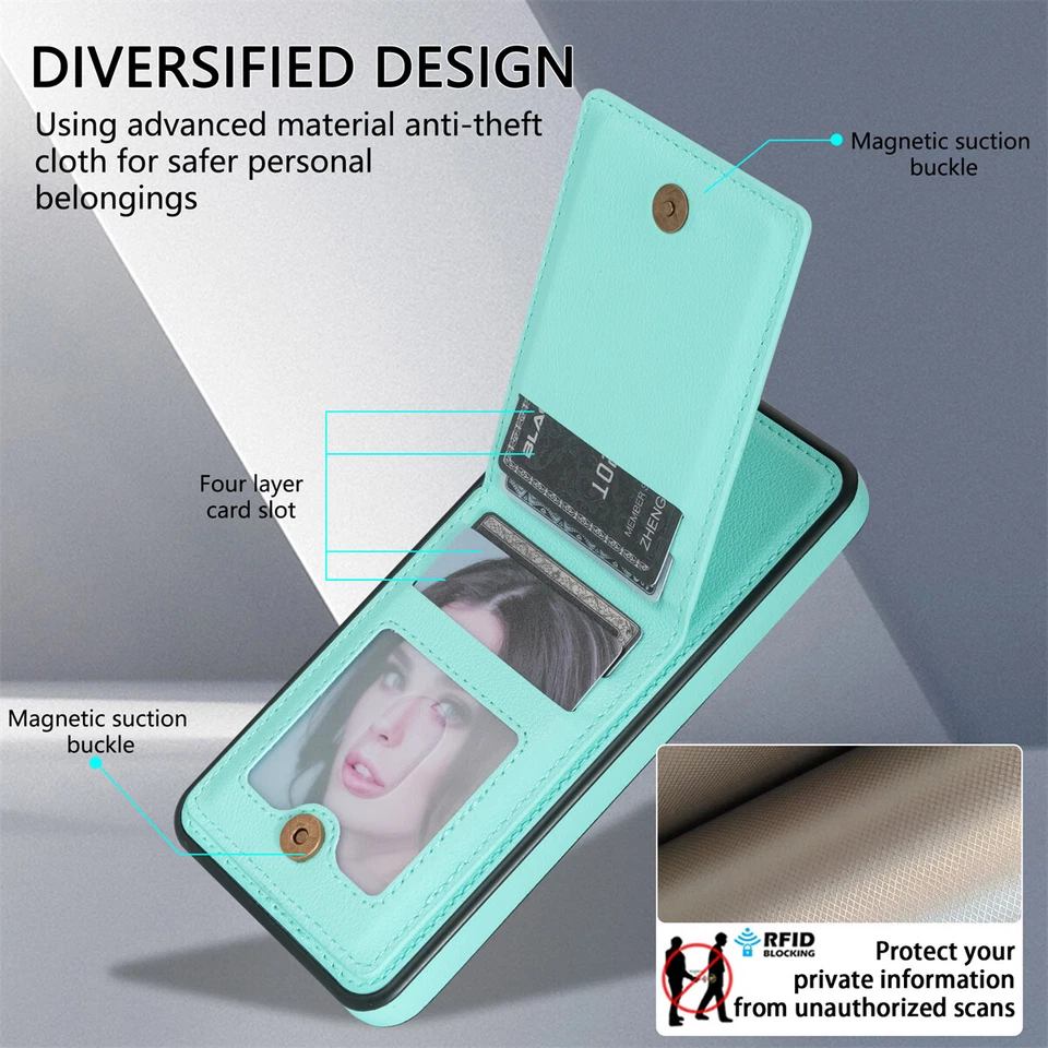 For Samsung Galaxy S24 S23Ultra S22S21Plus Note20 Stand Leather Wallet Card Case - Image 3 of 4