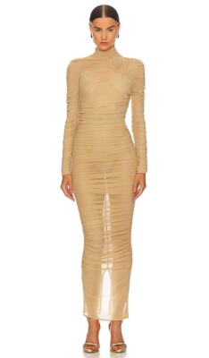 Mother of All Serena Dress Golden Nude Sheer Mesh L NWT $550 | eBay