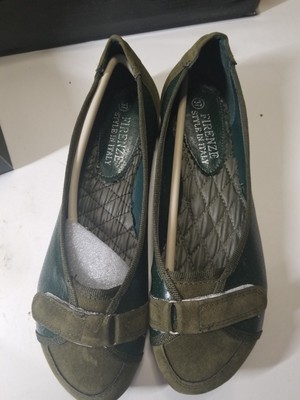 Firenze Leather Woman's US 6.5 Slip On Green Loafer Size EU 37 Flats