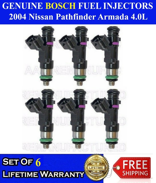 Genuine Bosch Set of 6 Fuel Injectors For 2004 Nissan Pathfinder Armada