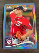 2014 Topps Chrome Jordan Zimmermann #57 Blue Refractor serial /199