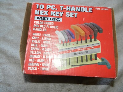 (METRIC) 10 PC. T-HANDLE COLOR CODED HEX KEY  SET