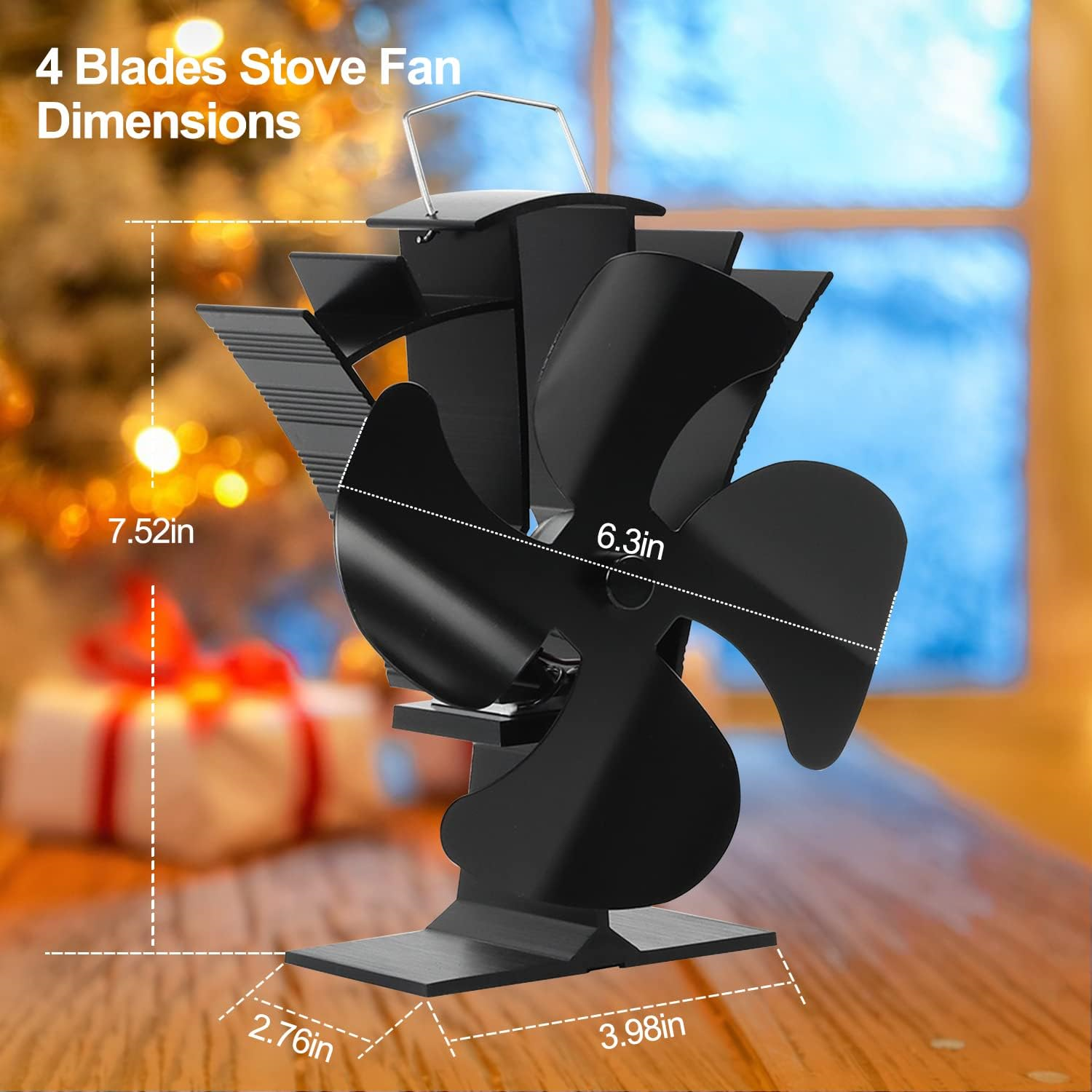 Tomersun Log Burner Fan Small 4Blades Wood Burning Stove Fan Heat | eBay