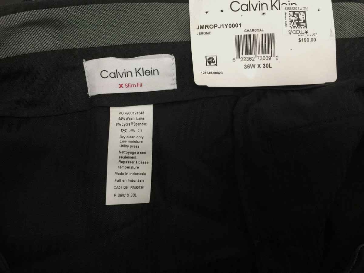 $190 Calvin Klein Men's Gray X Slim Fit Flat Front Dress Pants