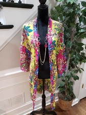 Women's Multicolor Floral Polyester Long Sleeve Casual Open Front Blazer Large