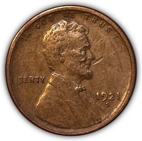 1921-S Lincoln Wheat Cent Extremely Fine XF Coin, Details #22559