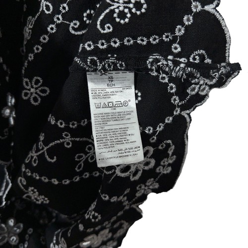 Old Navy Womens Linen Blend Dress Size XS Embroidered Eyelet Floral Off Shoulder - Picture 4 of 5