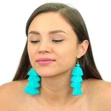 Kristin Perry Tassel Thread Fringe Drop Chandelier Earrings