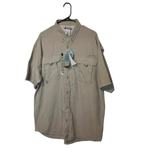 Columbia Shirt PFG Mens XLT Tall Beige Bahama II Short Sleeve Vented Fishing NEW