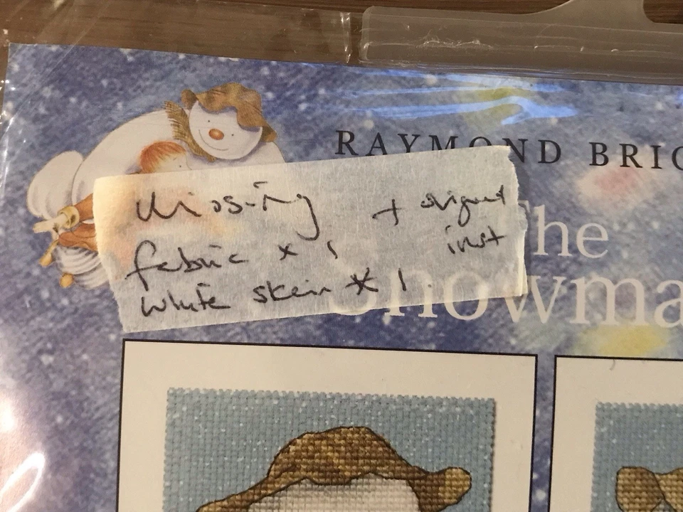 DMC Raymond Briggs The Snowman Christmas cross stitch kit cards pack - Part Used - Image 2 of 4