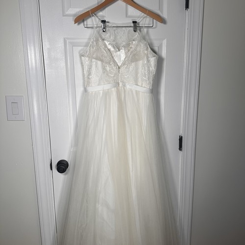 Wedding Dress Madison James White Bridal Gown Size 14 - Picture 3 of 16