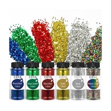 Ceya Bulk Chunky Glitter 6 Assorted Colors, 4.23OZ Each Jar Crafts ... Fast Ship