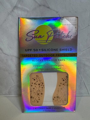 Sun Patch Sparkle Sun Kiss Gold Under Eye UPF 50+ Reusable Silicone Patches 4ct