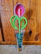 Pink Multi-Colored Crochet Calla Lily Flower vase not included 