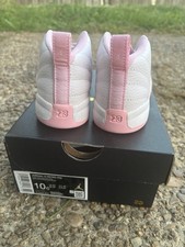 Jordan Air Jordan 12 Retro TD White Pink Leather Logo Lace Up Sneaker 10C