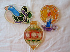 Vintage Lot of 3 Christmas Suncatcher Ornaments Flat Plastic Stain Glass Look — photo 4