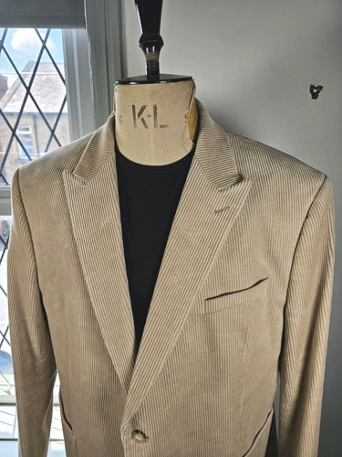 Chaqueta de Pana Marks and Spencer Para Hombre Reino Unido 48 Crudo Beige Jumbo Cordón Pico Solapas - Imagen 2 de 20