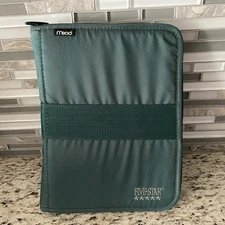 Five Star Mead vintage green day planner zip pouch only 3 ring