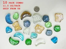 Multi-Color glass pebble Gravel for Aquarium fishing tank (11.5oz/pack)