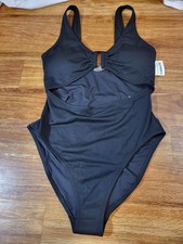 NWT Old Navy Black Cutout One-Piece Swimsuit with Adjustable Straps Size M