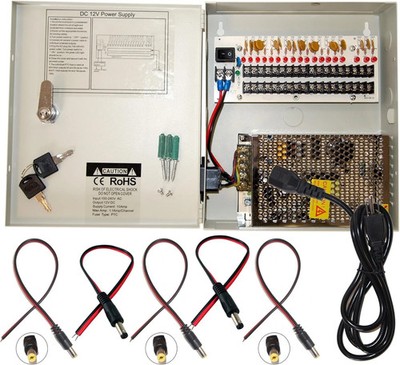 Evertech 16 Channel 12 Volt DC Output CCTV Distributed Power Supply Box for Secu