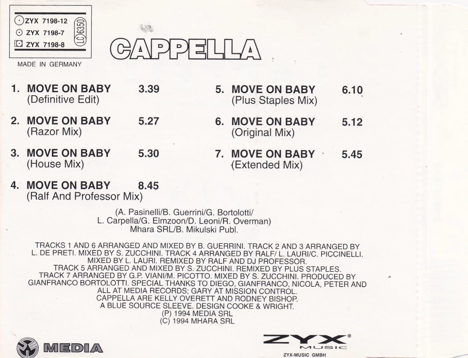 Cappella - Move On Baby  (7 Track  Maxi CD) - Bild 2 von 2