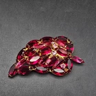 Pink Rhinestone Leaf Brooch Gold Tone Juliana Vintage Glam Costume Jewelry
