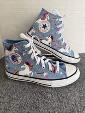 Converse Chuck Taylor All Star Hi Top Unicorn Kids Junior Size 2.5 Light Blue