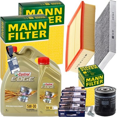MANN INSPEKTIONSPAKET+6L CASTROL 5W-30 ÖL passend für AUDI A4 B6 8E/H 2.4+3.0