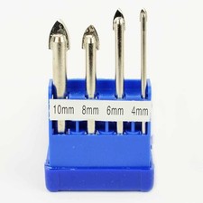 4 pc Glass  Tile Drill Bit Set for Ceramic, Marble, Mirrors - 4 mm - 10 mm, Hig