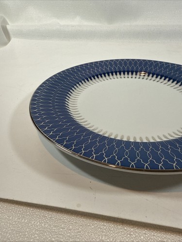 Williams Sonoma 8" Regal Salad Appetizer Plate Blue Silver White Portugal - Picture 9 of 13