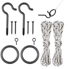 WHQXFDZ 2 Set Hook and Ring Toss Game Hardware Set,Include Nylon black 