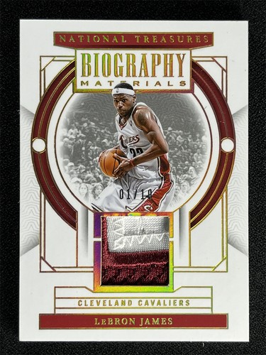 1/10 ≈1/1 2023-24 National Treasures LeBron James Gold Biography Materials Patch