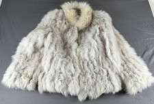 Saga Fox Vintage 90s Silver Fox Fur Coat Womens Small Gray Cropped Cape Jacket