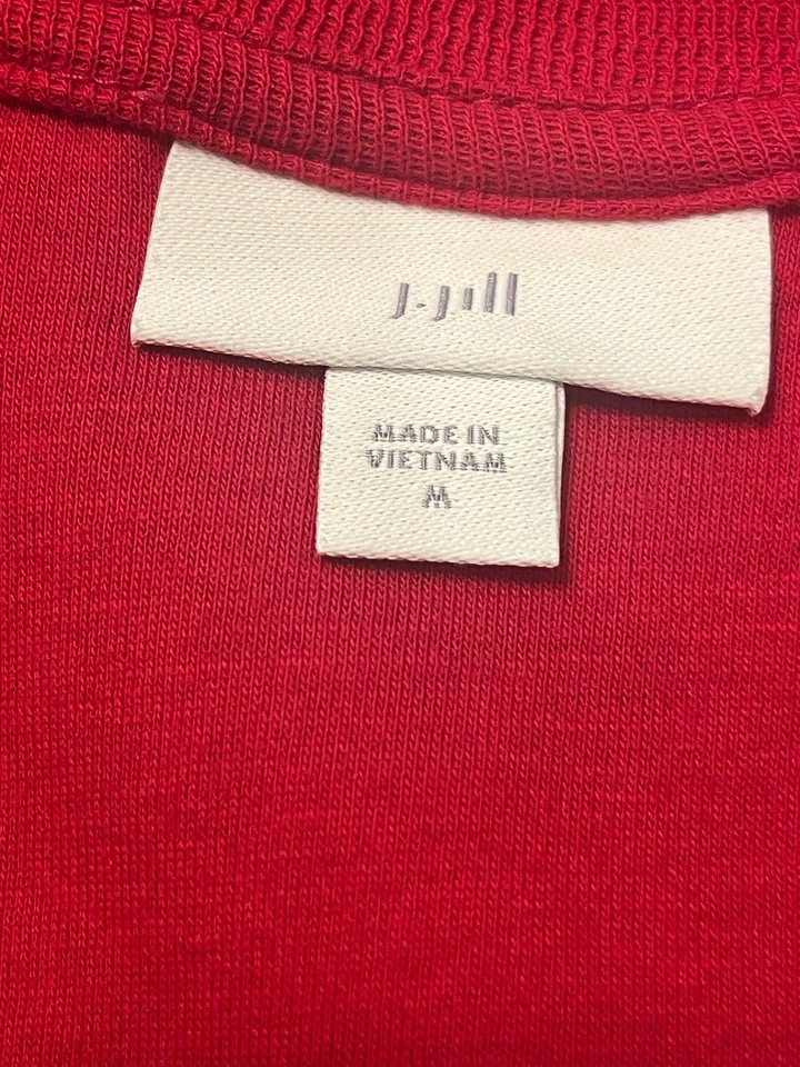 Túnica para mujer Jill mediana roja mezcla de algodón manga larga bolsillos suave informal Top Foto 4 de 4