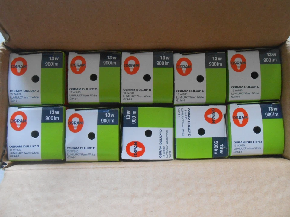 10 X Osram Dulux D 13W 830 G24D-1 Warm White Energy Saving Lamp - Image 4 of 4