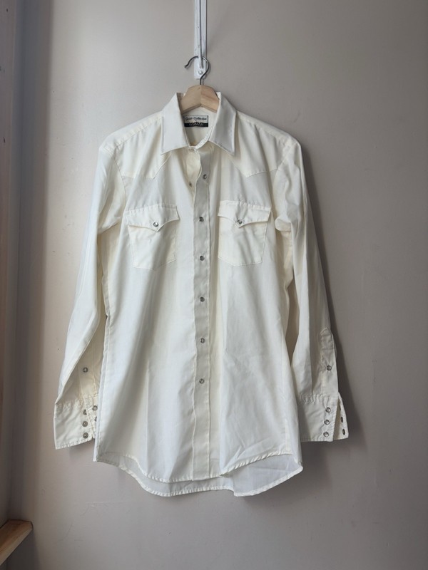 vintage karman western shirt Pearl Button Ivory M Men (Read!!)